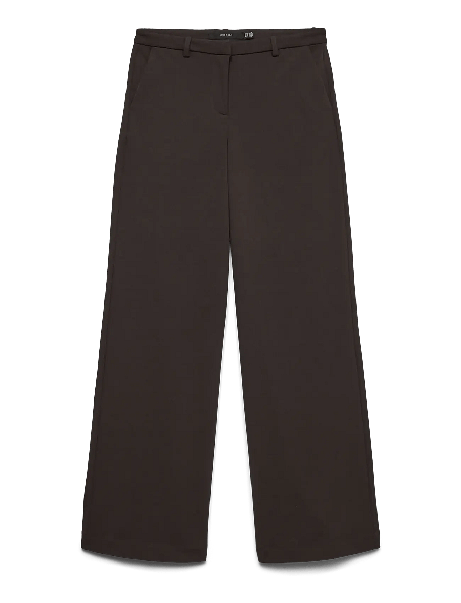 Vero Moda - VMZAMIRA MW WIDE PANT NOOS - hosen mit weitem bein - chocolate torte - 0
