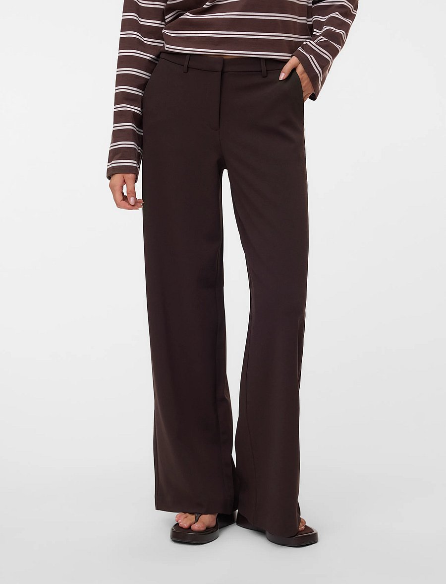 Vero Moda - VMZAMIRA MW WIDE PANT NOOS - hosen mit weitem bein - chocolate torte - 3