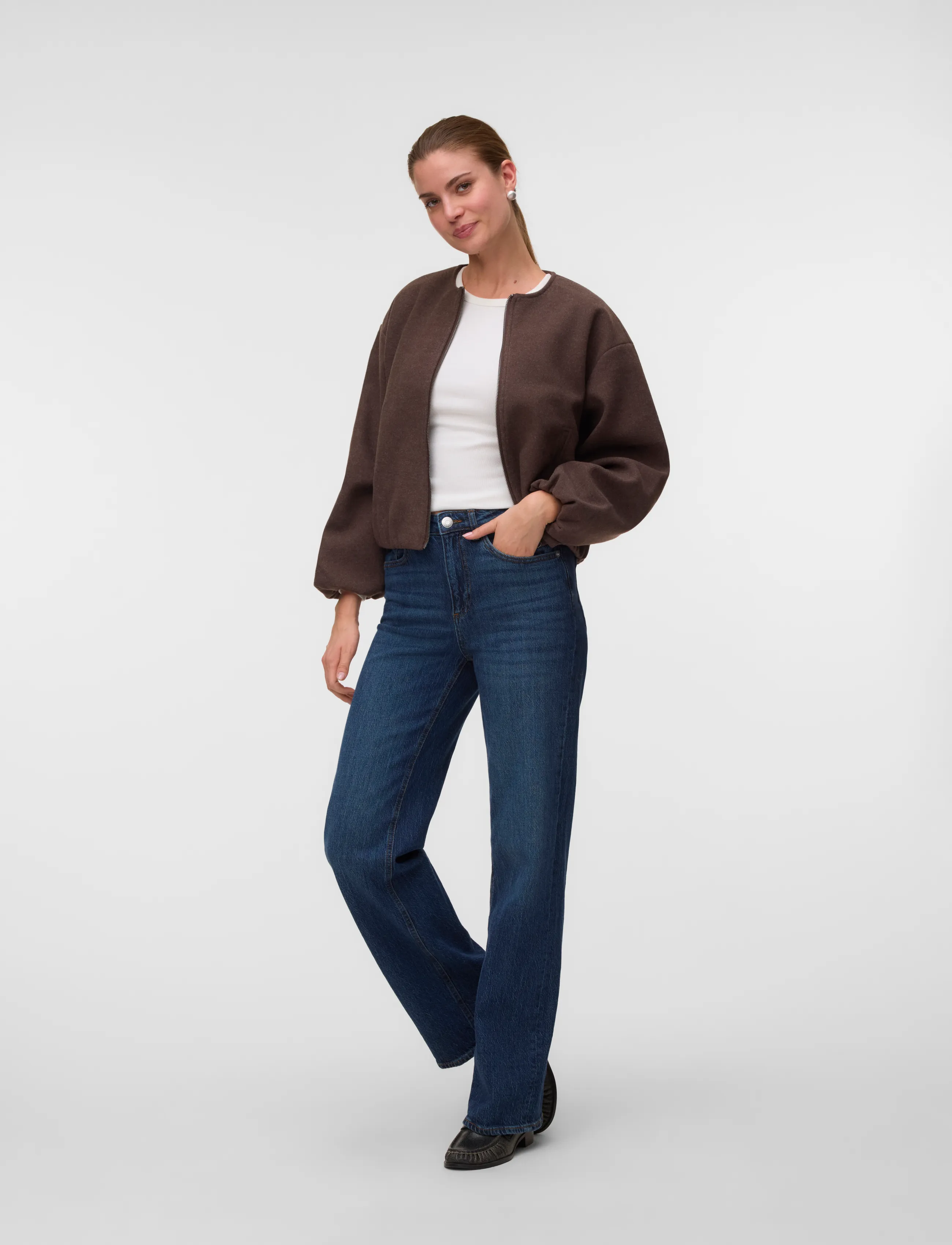Vero Moda Vmchloe Ls Bomber Jacket Noos, M, Brown, Jakker > Bomberjakker, Dame