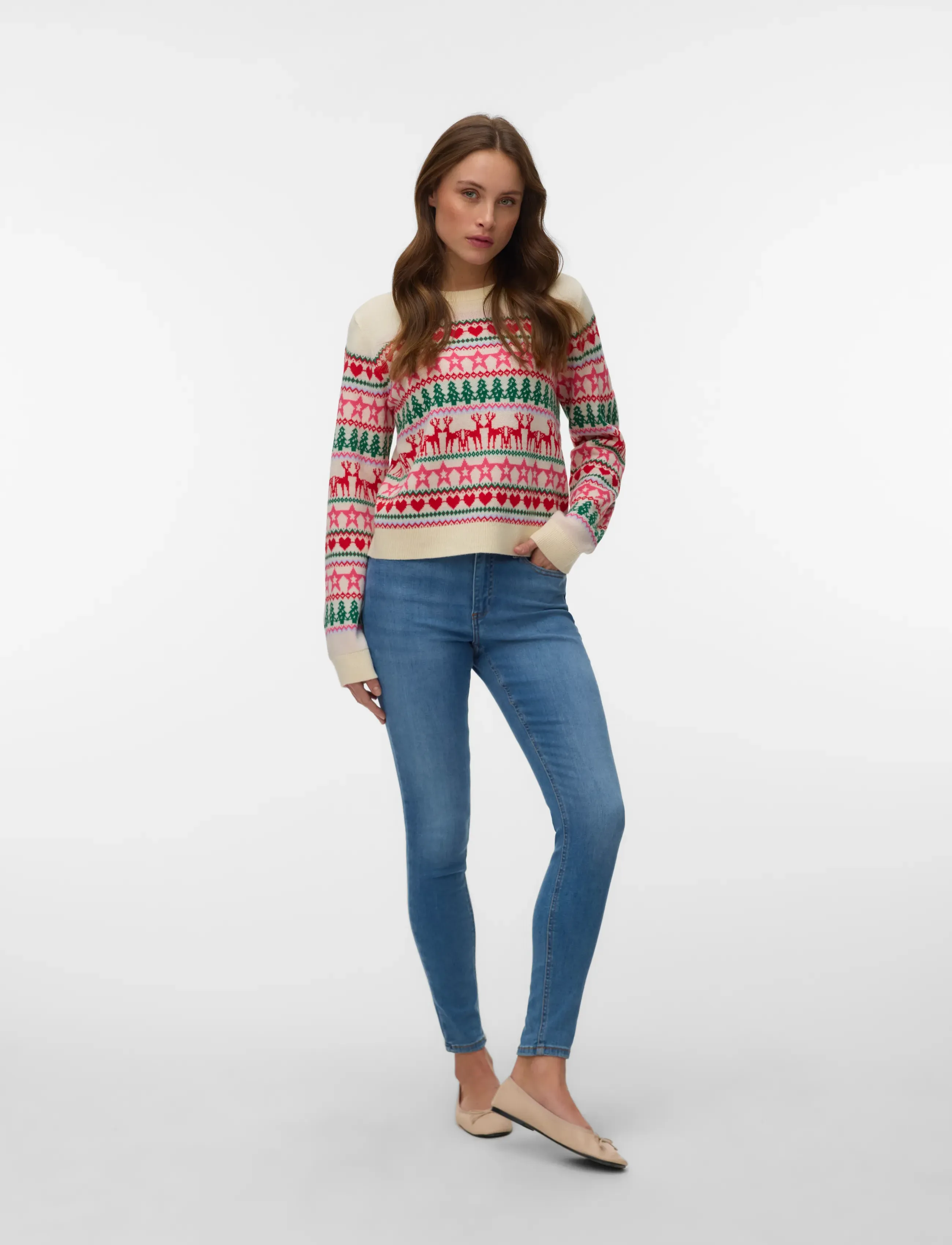 Vero Moda - VMNEWCHRISTMAS LS O-N PULL.BOX XMAS - striktrøjer - birch - 0