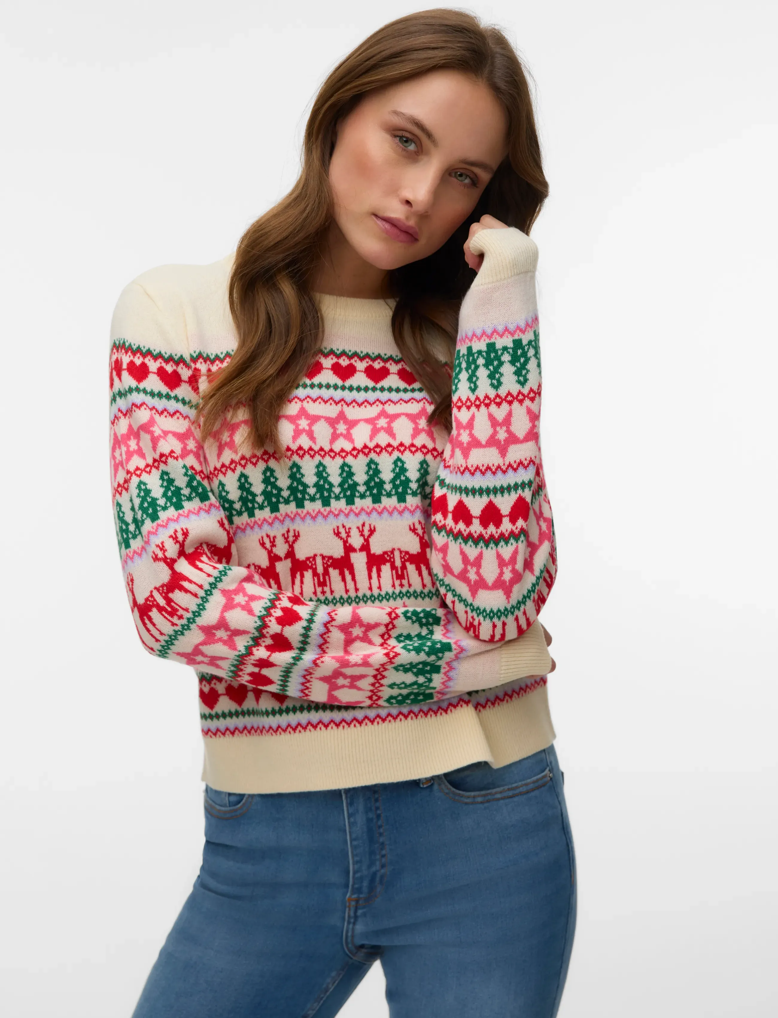 Vero Moda - VMNEWCHRISTMAS LS O-N PULL.BOX XMAS - striktrøjer - birch - 3