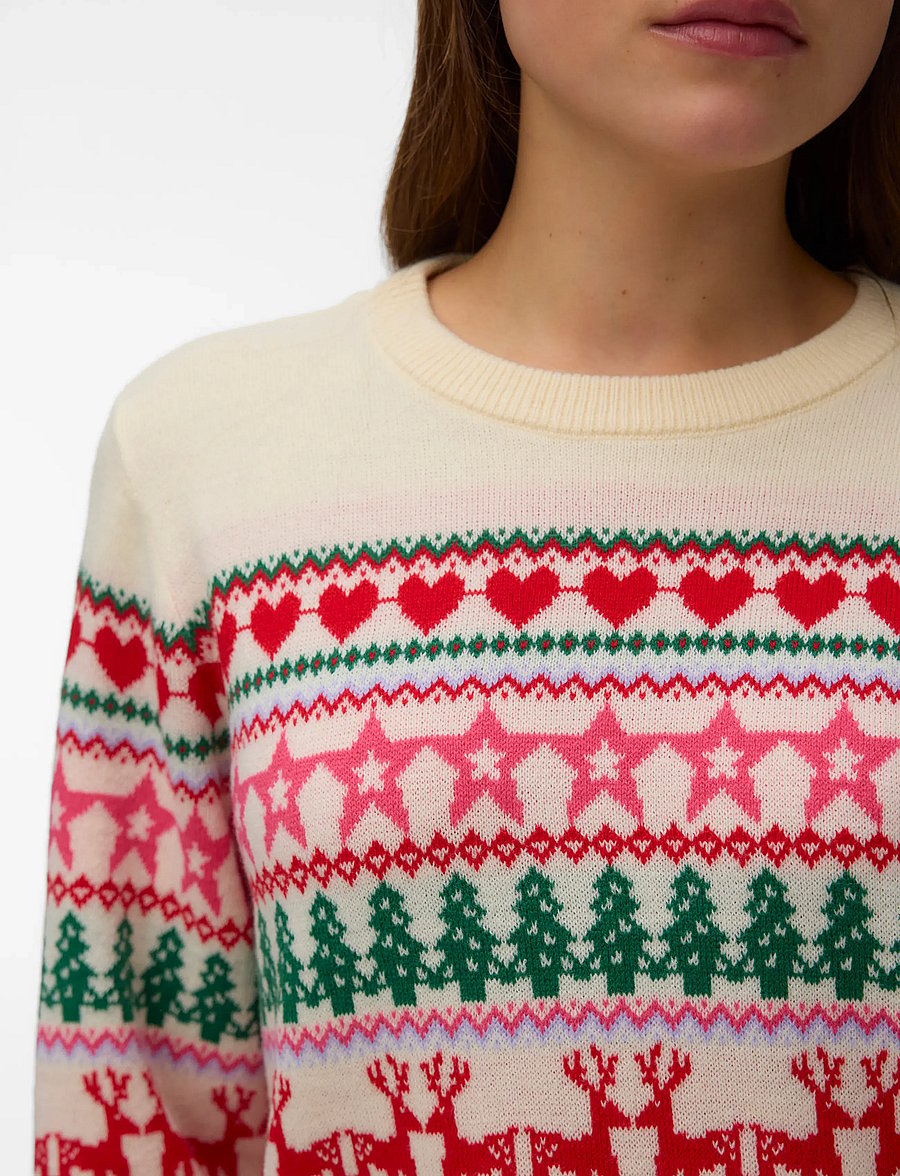 Vero Moda - VMNEWCHRISTMAS LS O-N PULL.BOX XMAS - striktrøjer - birch - 4