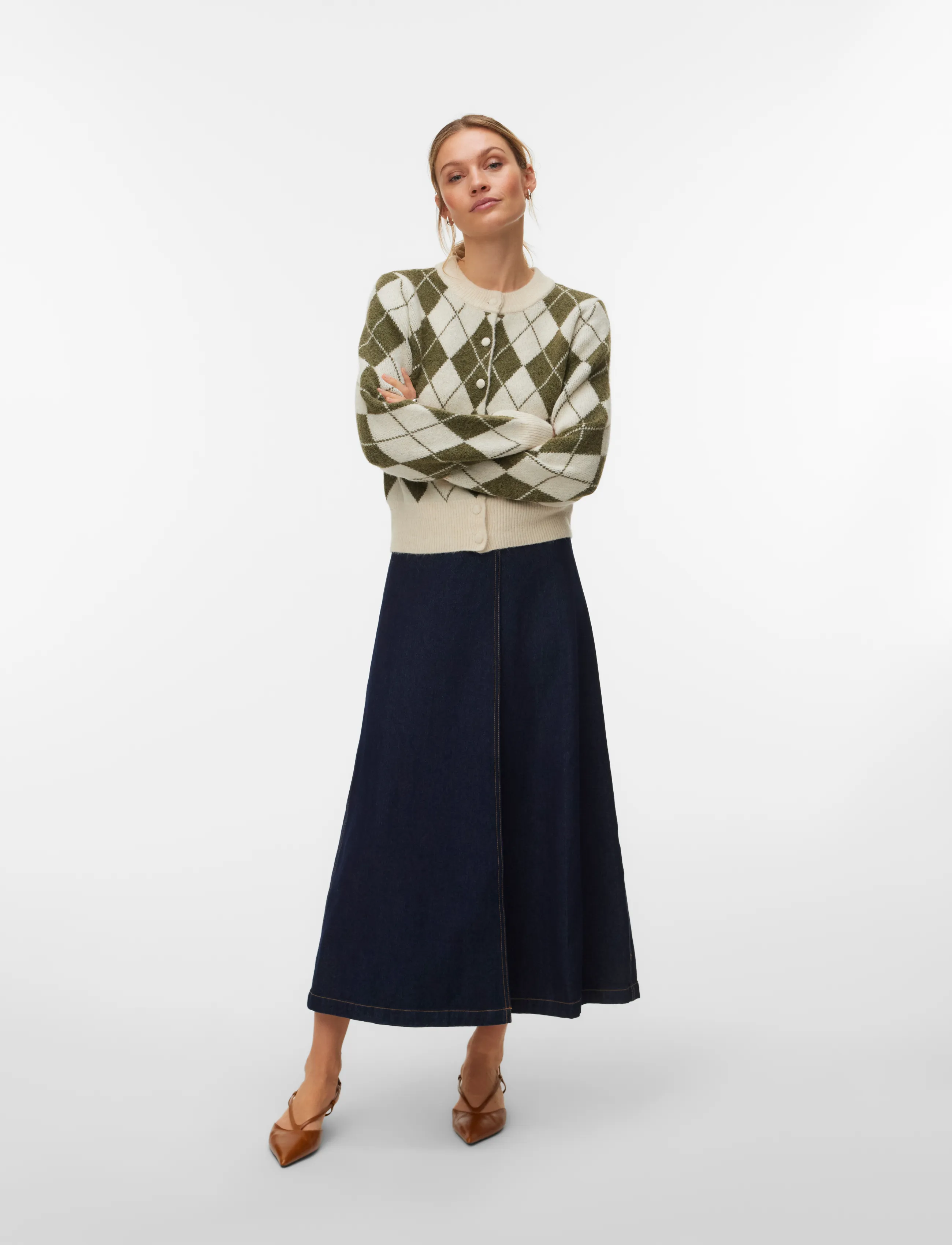 Vmhalo Ls O-Neck Argyle Cardigan Boo