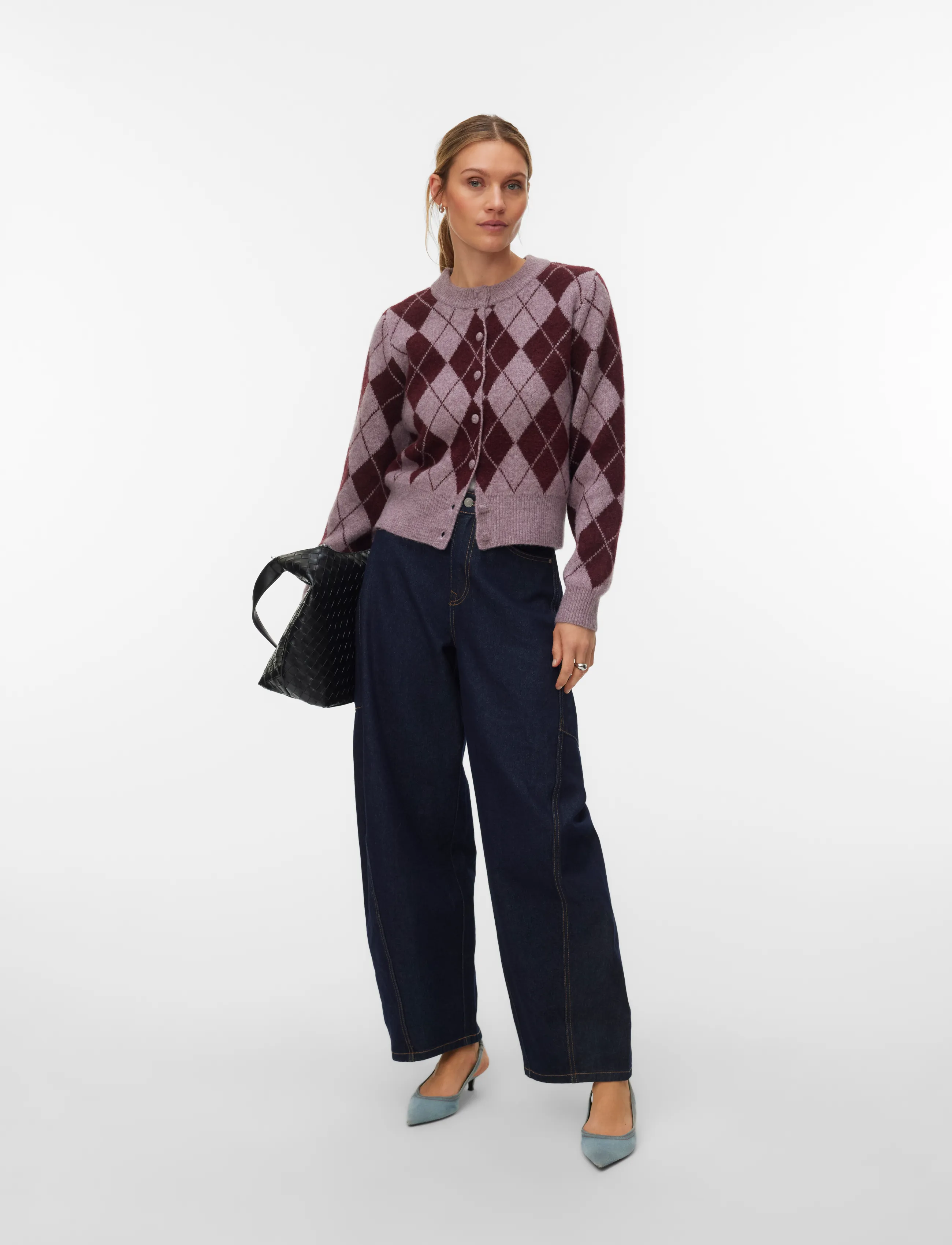 Vmhalo Ls O-Neck Argyle Cardigan Boo