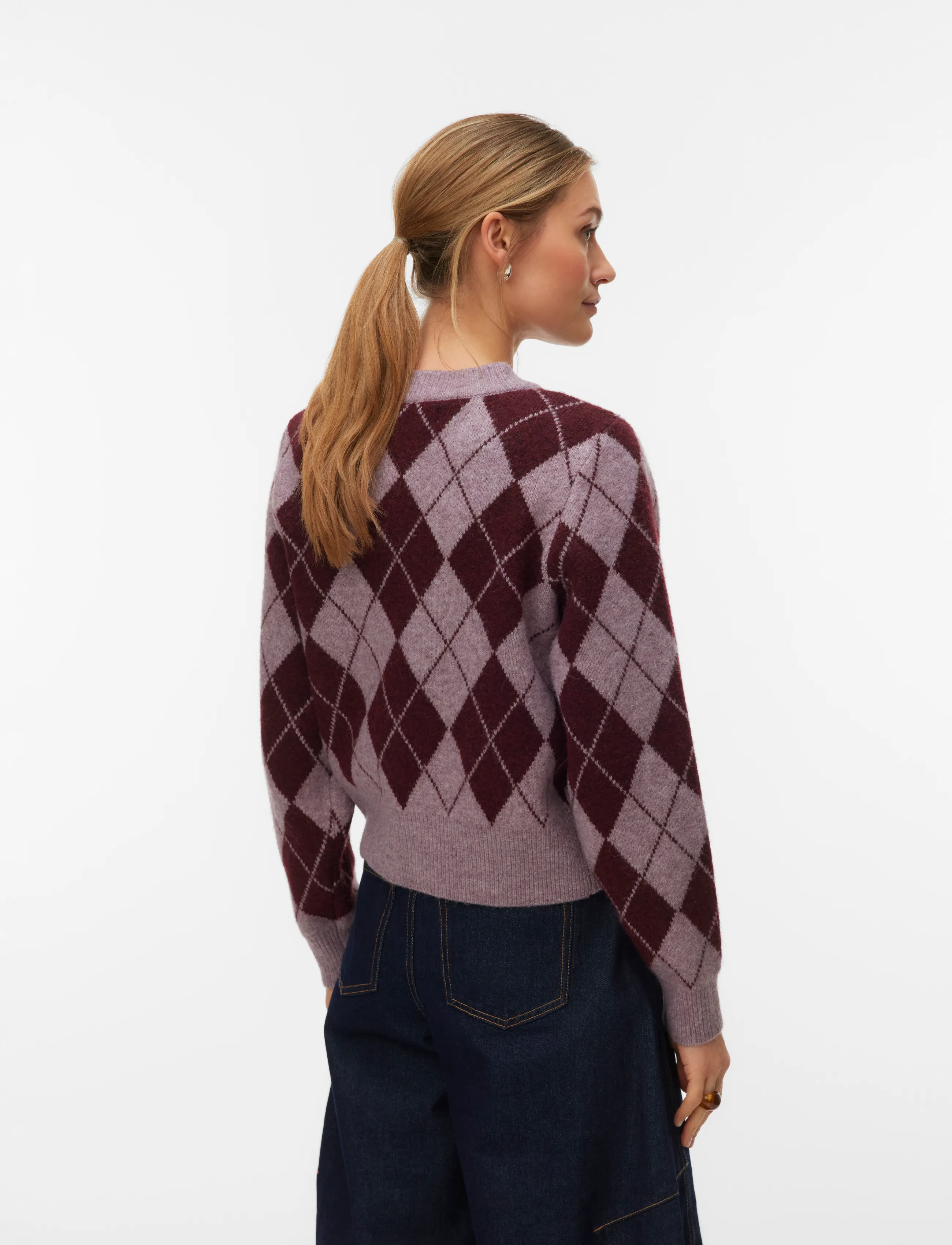 VERO MODA Vmhalo Ls O-Neck Argyle Cardigan Boo dam – bild 2