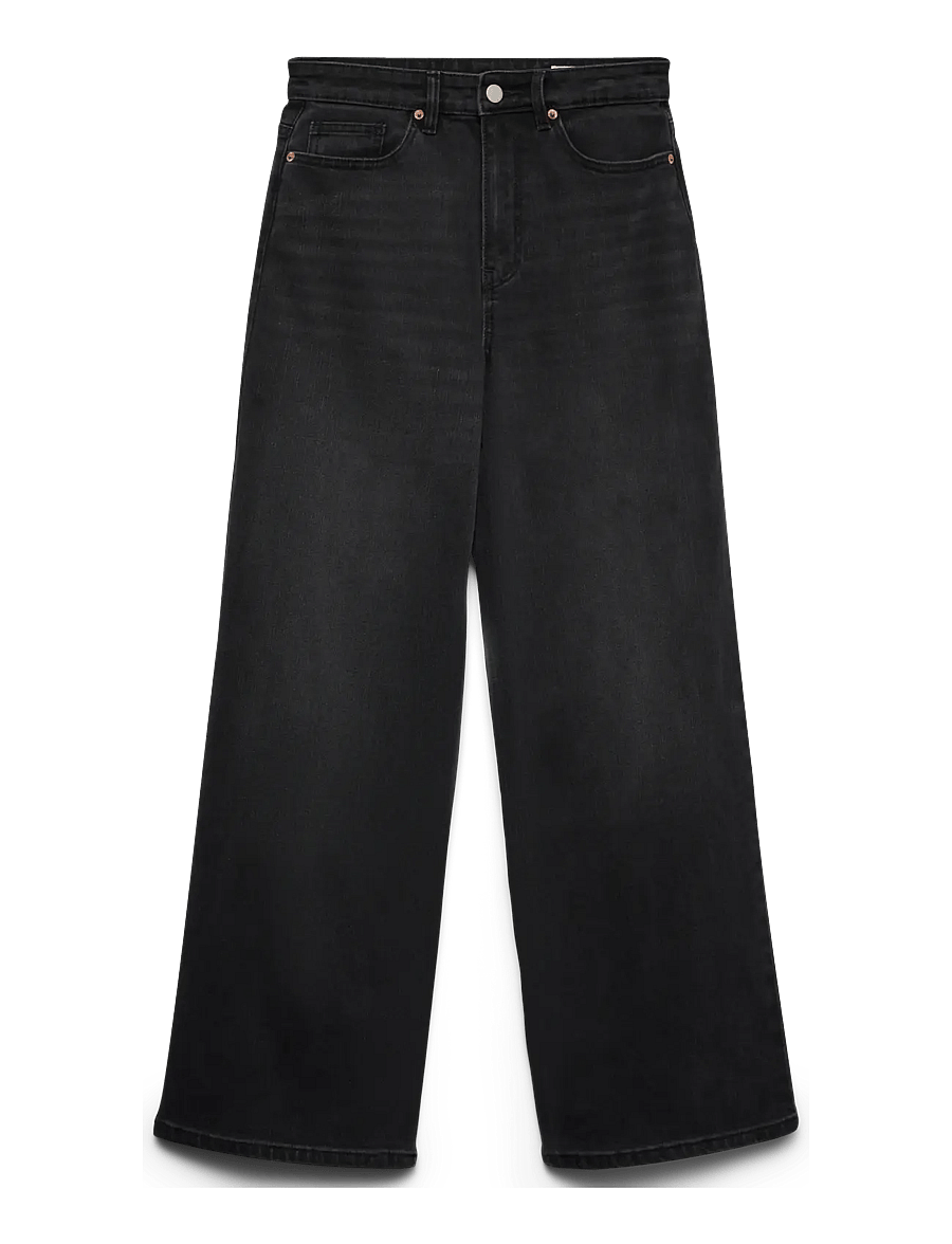 Vero Moda - VMOLIVIA STRETCH HR WIDE JNS LI1101 NOOS - pantalons larges - black denim - 0