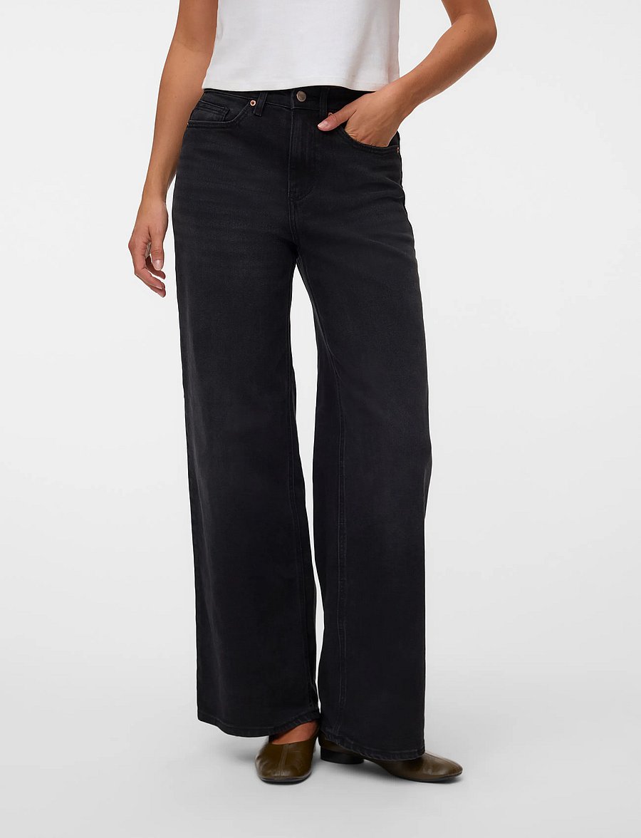 Vero Moda - VMOLIVIA STRETCH HR WIDE JNS LI1101 NOOS - brede jeans - black denim - 3