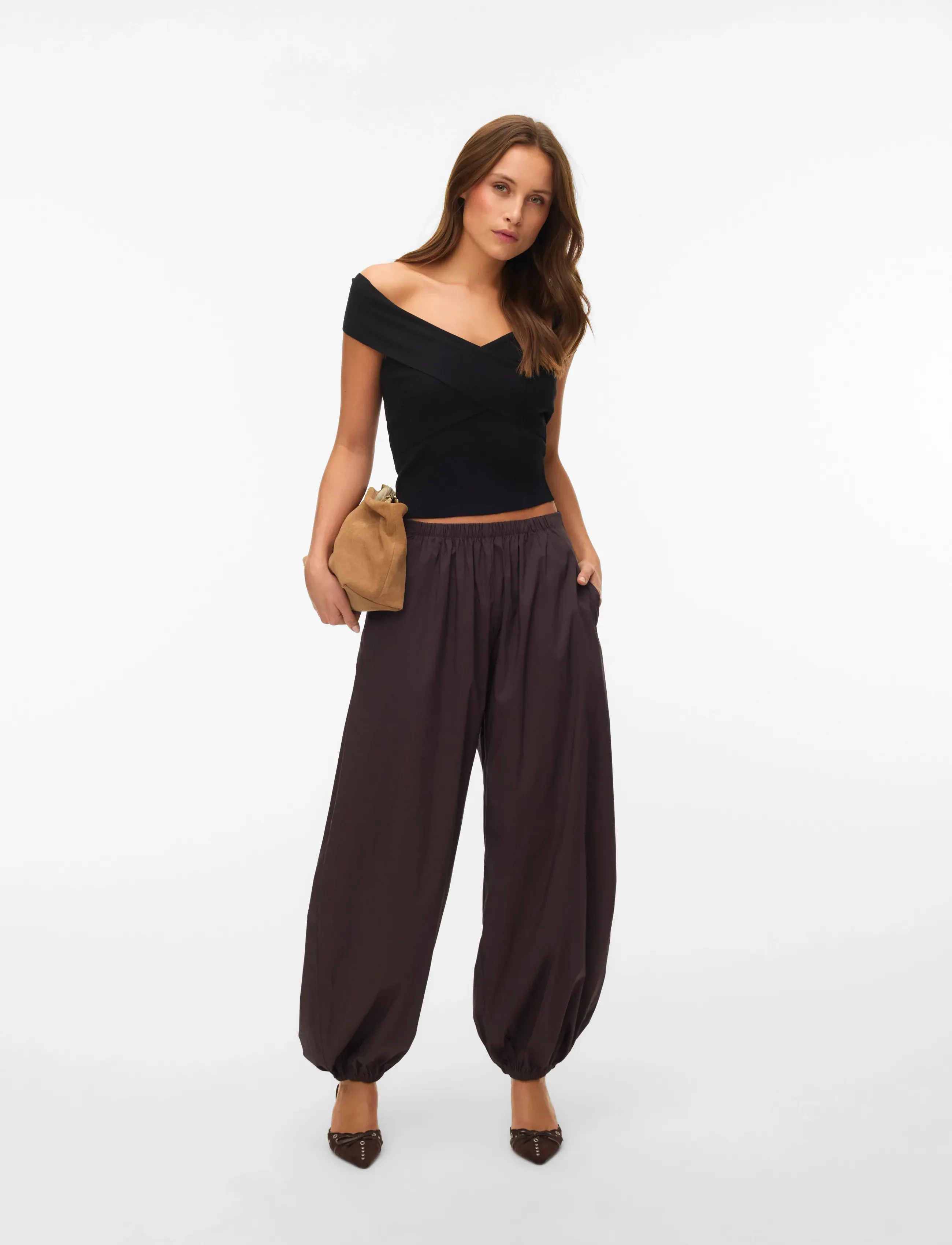 Vero Moda Vmlotus Nw Balloon Trousers Wvn Exp Sb2, XS/S, Trousers, Braun - Barrel Frauen