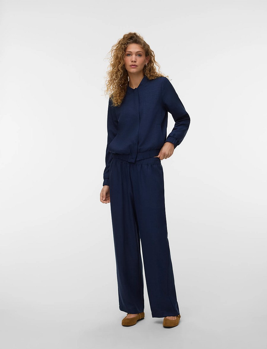 Vero Moda - VMMELANEY LS STRAIGH PANT TLR EXP - laia säärega püksid - navy blazer - 0