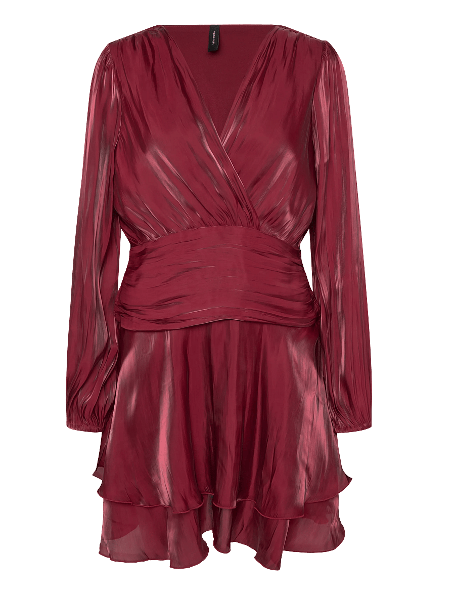 Vero Moda - VMPOLLY LS SHORT DRESS WVN EXP - cocktailkjoler - biking red - 1