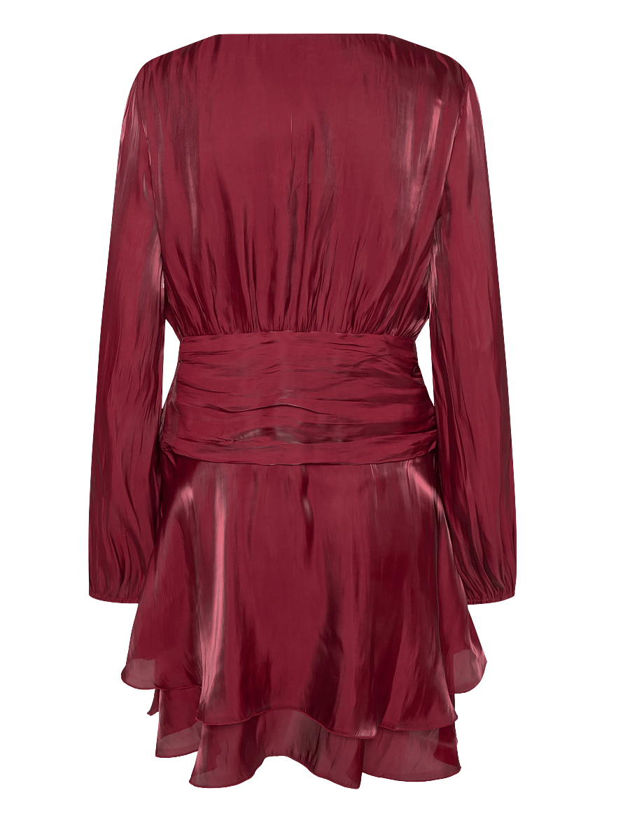 Vero Moda - VMPOLLY LS SHORT DRESS WVN EXP - cocktailkjoler - biking red - 2