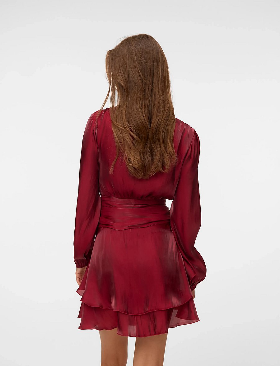 Vero Moda - VMPOLLY LS SHORT DRESS WVN EXP - cocktailkjoler - biking red - 3
