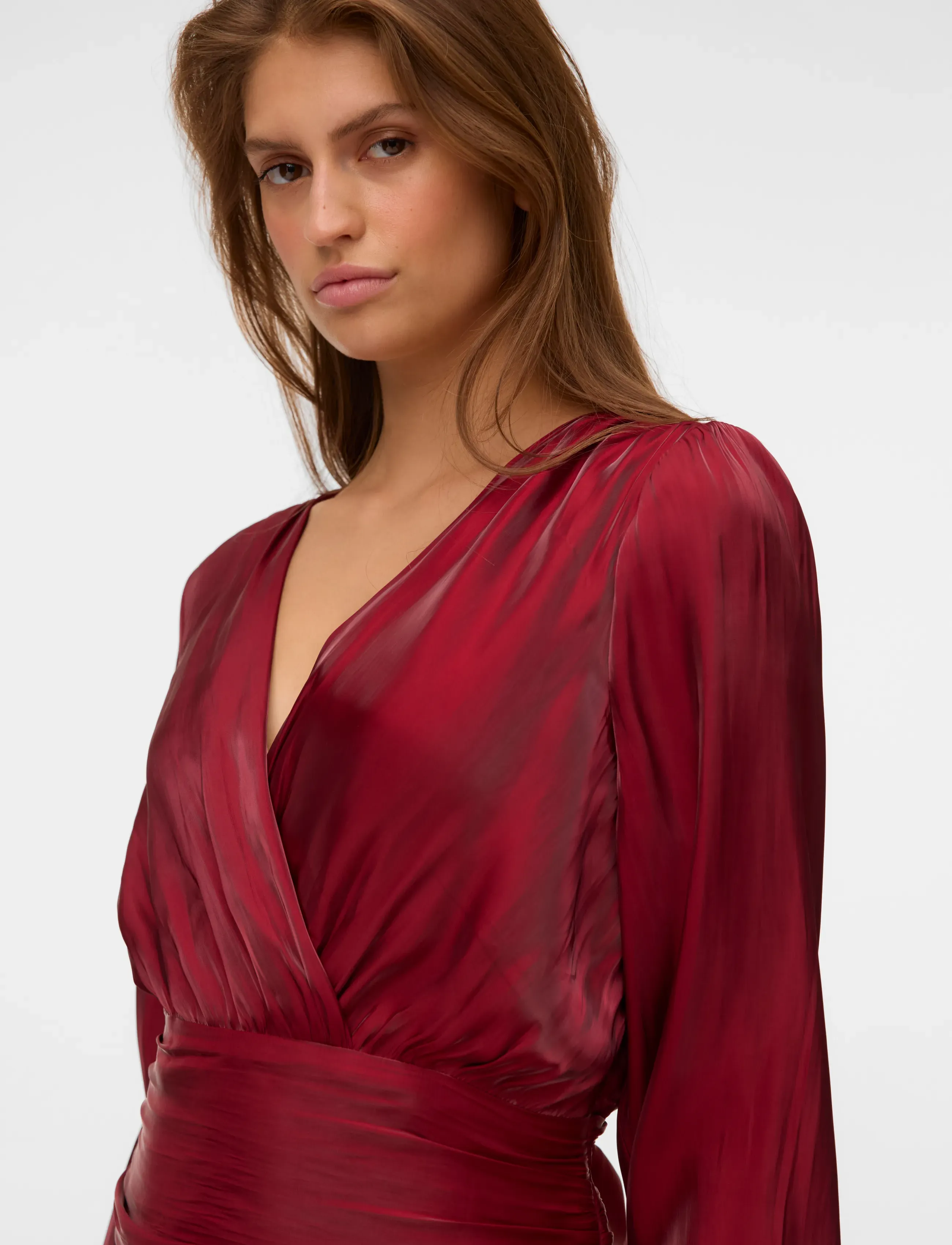 Vero Moda - VMPOLLY LS SHORT DRESS WVN EXP - cocktailkjoler - biking red - 4