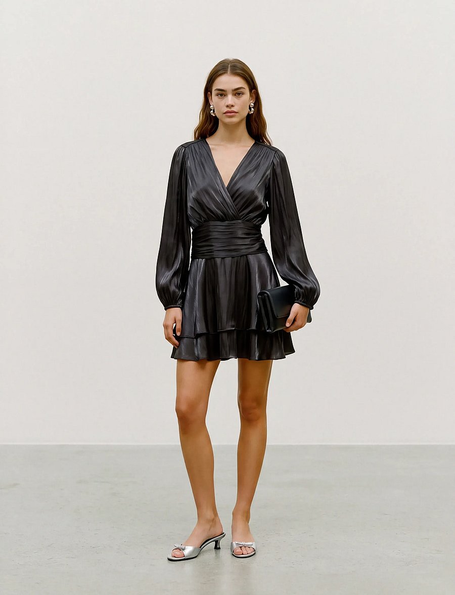 Vero Moda - VMPOLLY LS SHORT DRESS WVN EXP - cocktailklänningar - black - 0