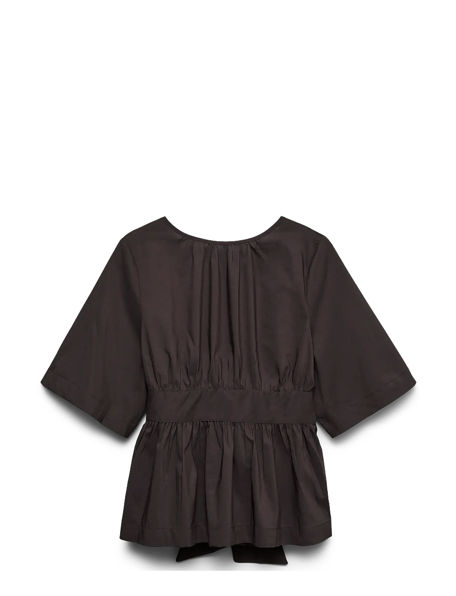 Vero Moda - VMFRIBA 2/4 DETAIL TOP WVN - kurzärmelige blusen - chocolate torte - 0