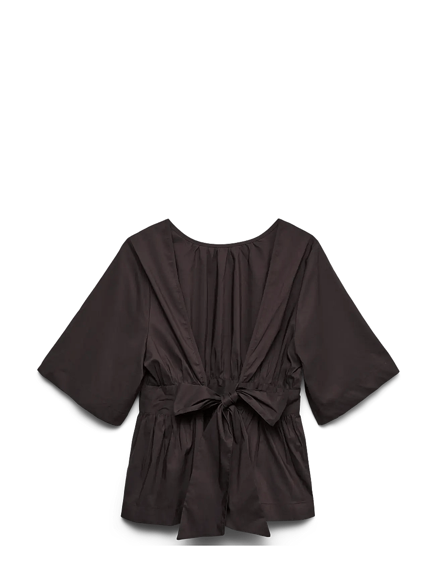 Vero Moda - VMFRIBA 2/4 DETAIL TOP WVN - kurzärmelige blusen - chocolate torte - 1