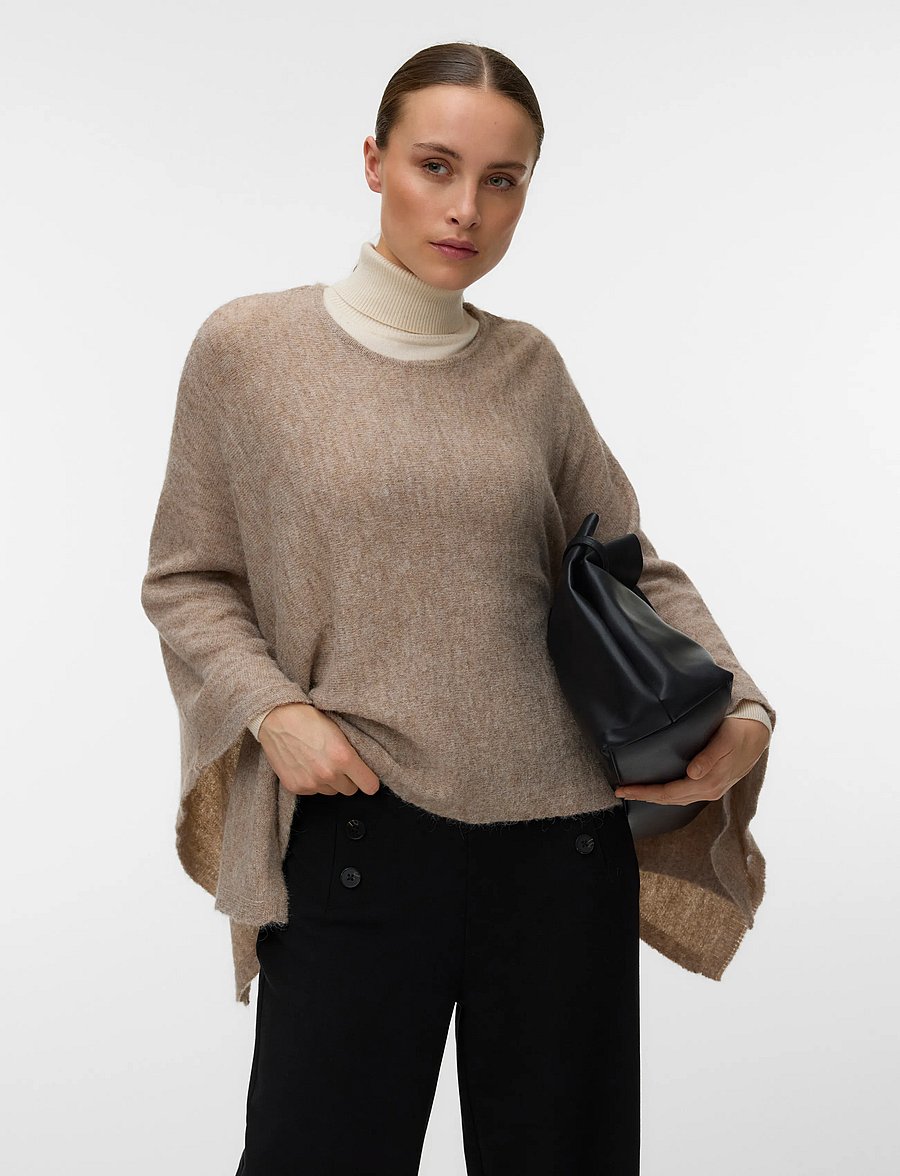 Vero Moda - VMISLA LS O-NECK CAPE - tunna kappor - silver mink - 3