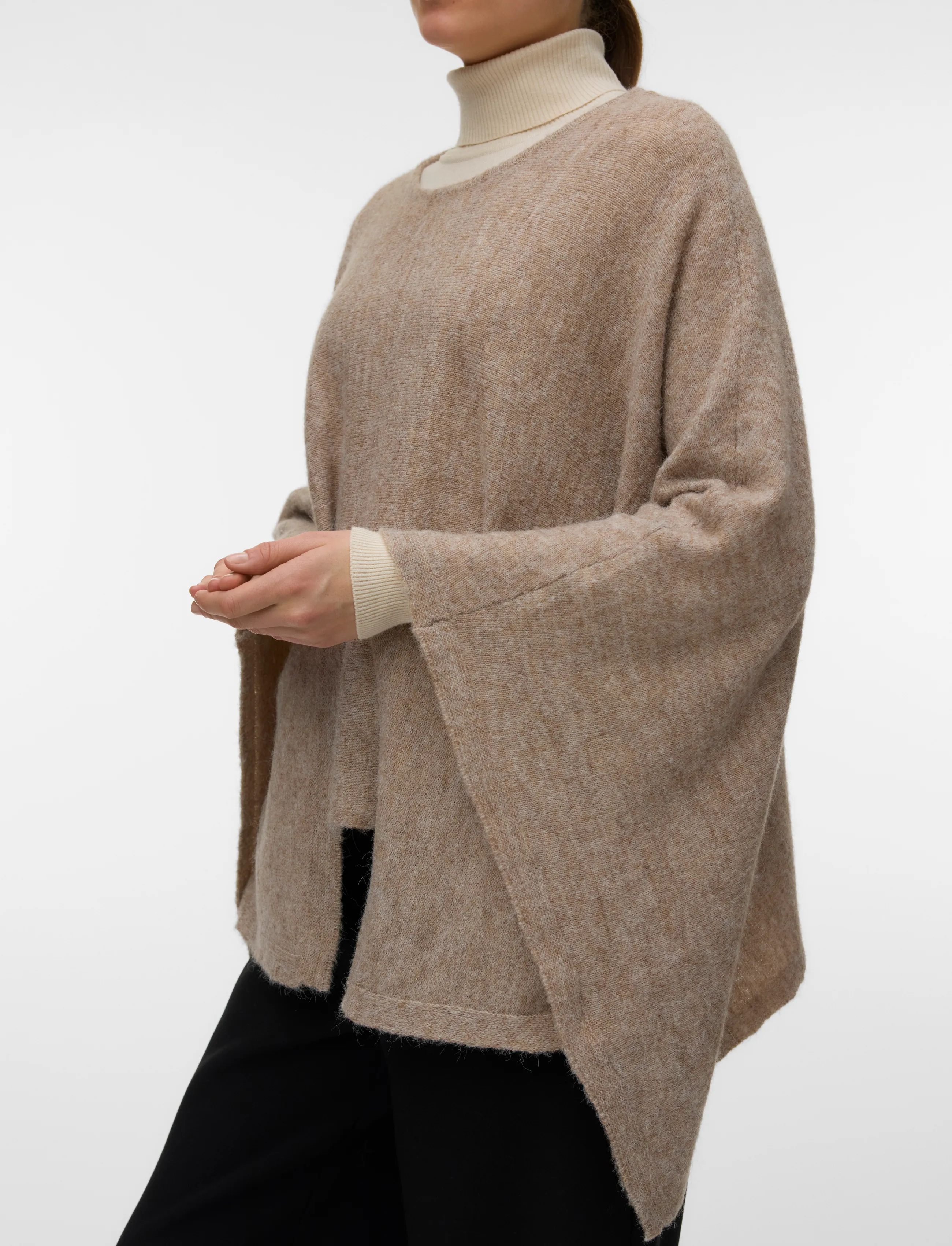 Vero Moda - VMISLA LS O-NECK CAPE - tunna kappor - silver mink - 4