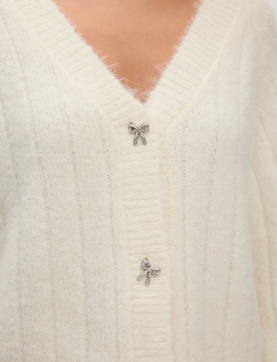 Vero Moda - VMSALLY LS V-NECK CARDIGAN - strickjacken - birch - 4