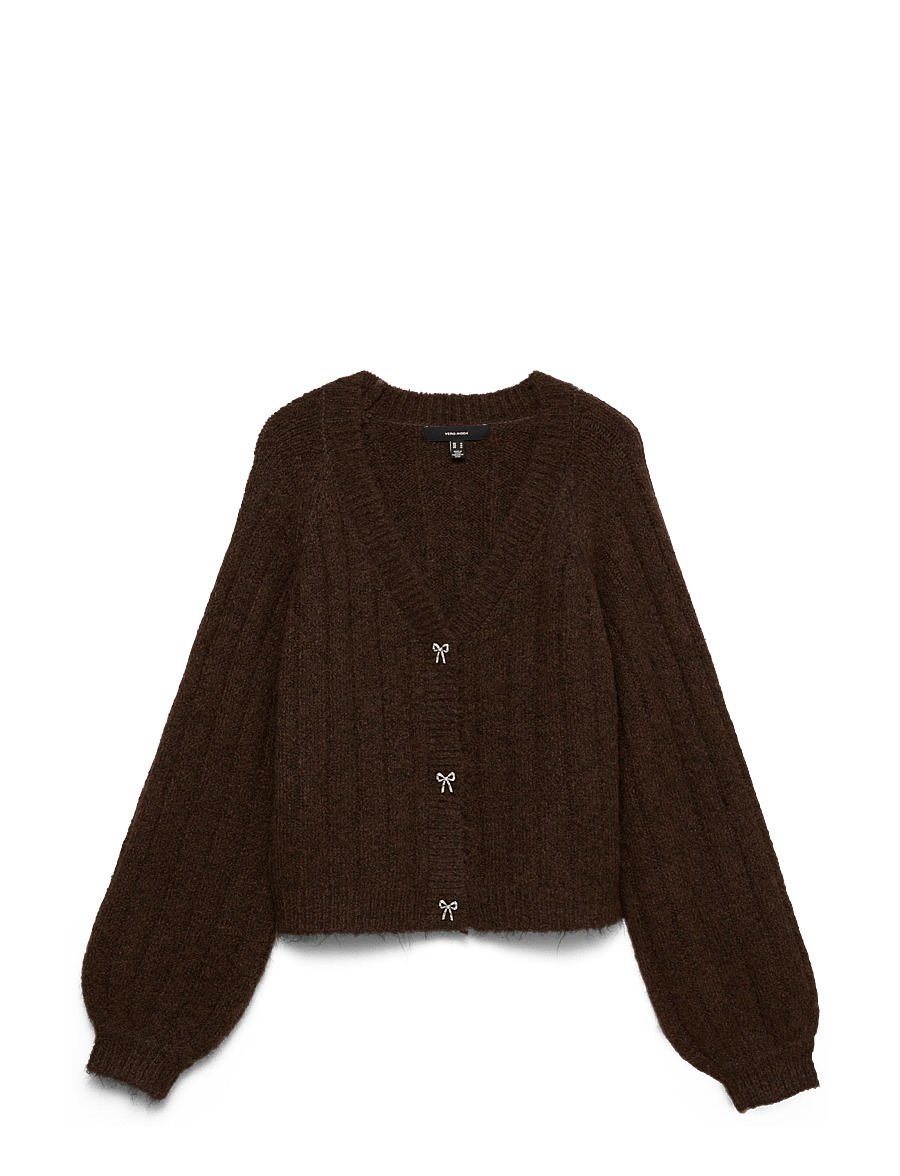 Vero Moda - VMSALLY LS V-NECK CARDIGAN - strickjacken - chocolate torte - 1