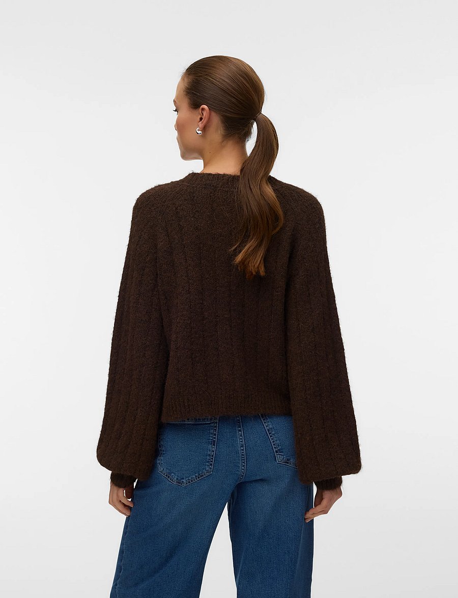 Vero Moda - VMSALLY LS V-NECK CARDIGAN - strickjacken - chocolate torte - 2