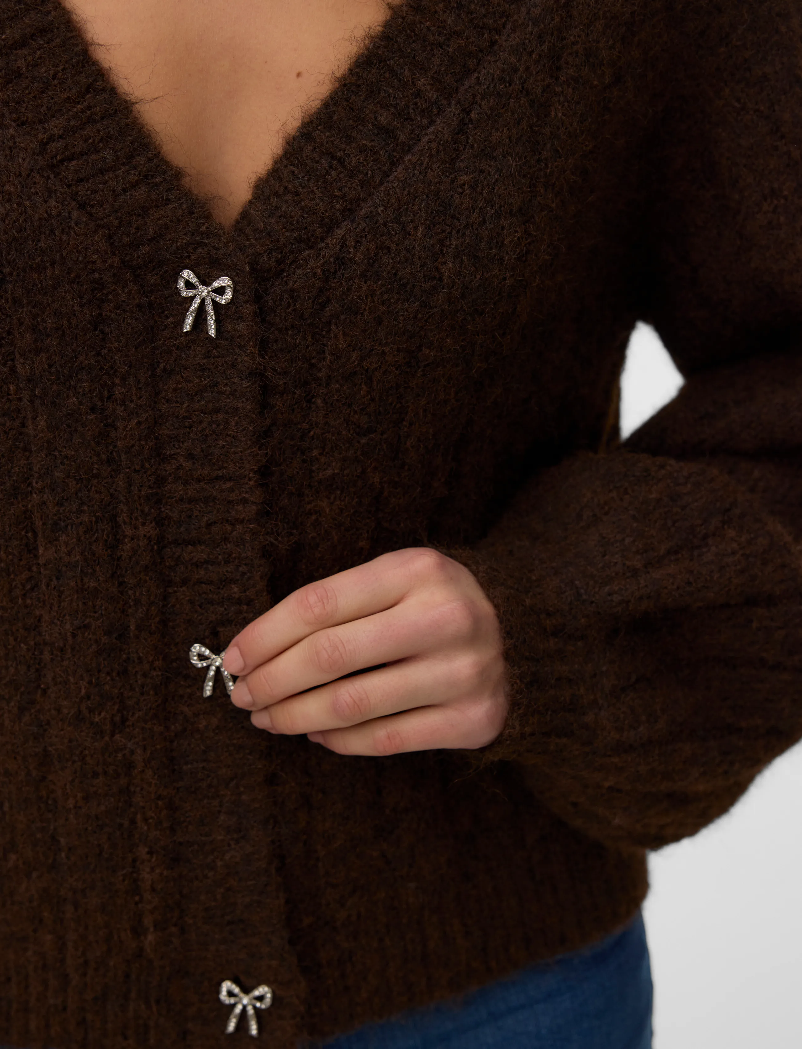 Vero Moda - VMSALLY LS V-NECK CARDIGAN - strickjacken - chocolate torte - 3
