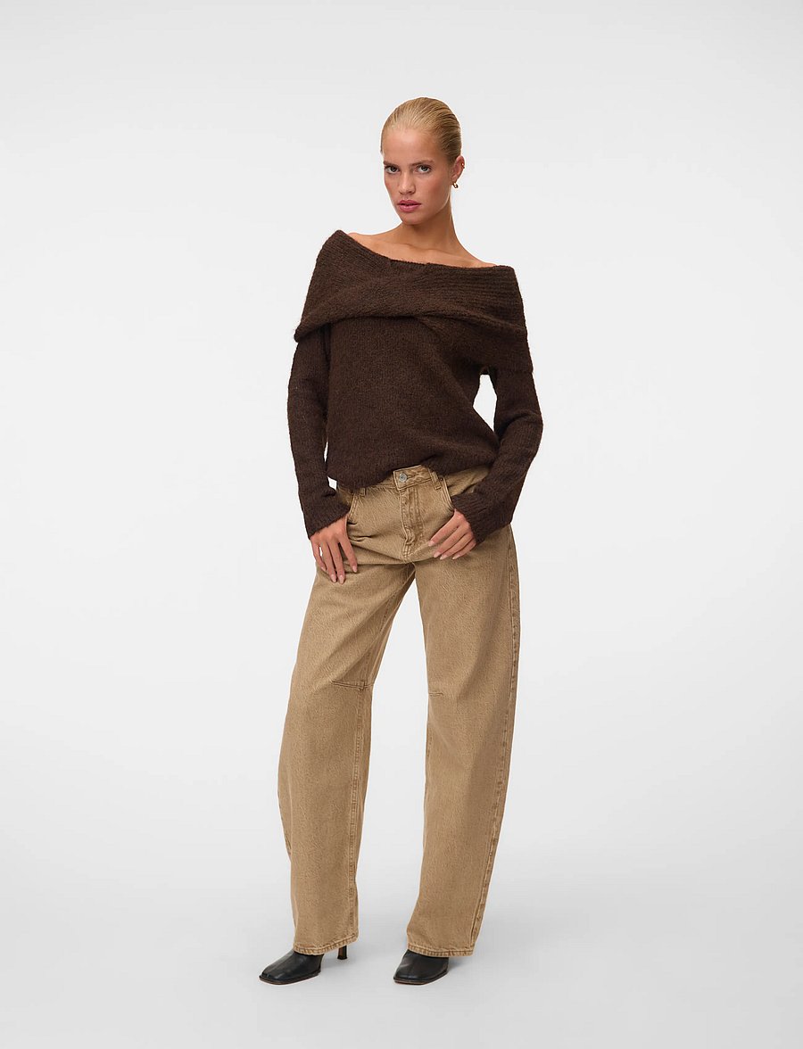 Vero Moda - VMSORRINA LS OFFSHOULDER PULLOVER - pullover - chocolate torte - 0