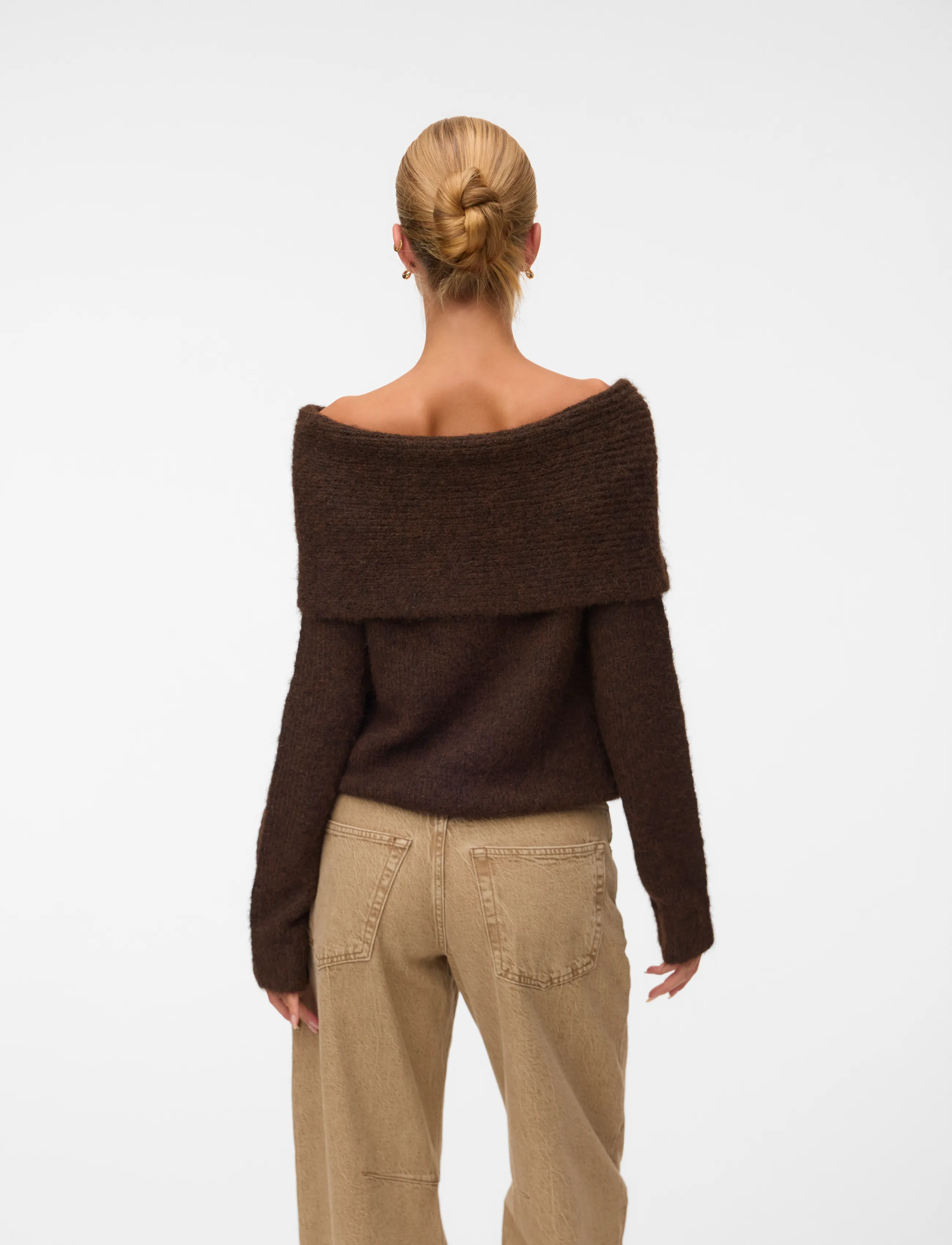 Vero Moda - VMSORRINA LS OFFSHOULDER PULLOVER - jumpers - chocolate torte - 2