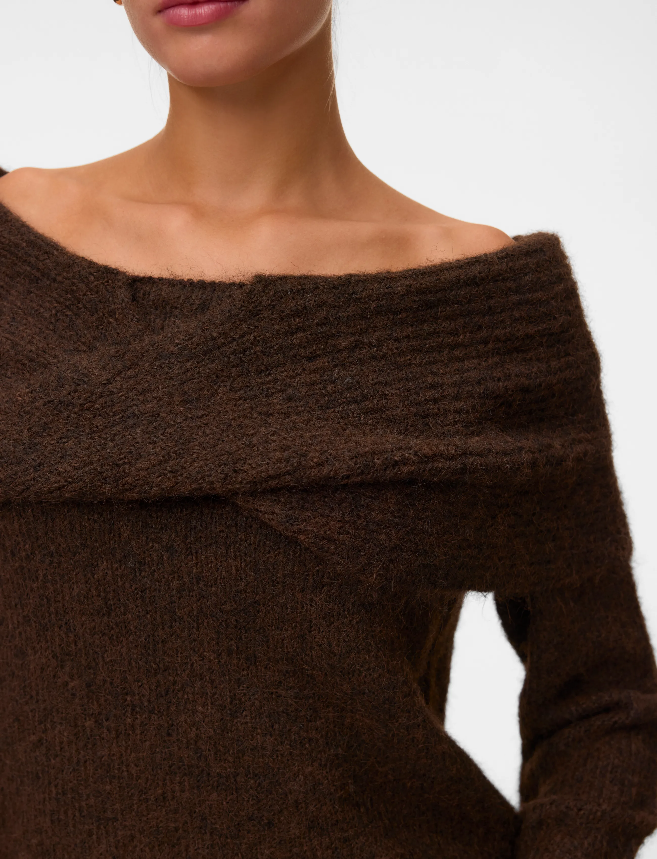 Vero Moda - VMSORRINA LS OFFSHOULDER PULLOVER - jumpers - chocolate torte - 4