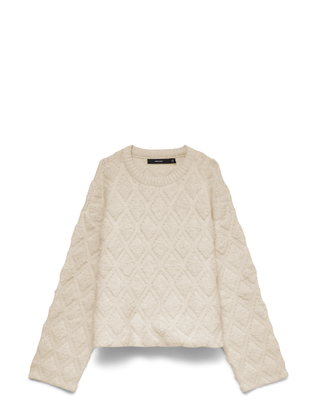 Vero Moda VMARGIE ARGYLE LS O-NECK PULLOVER - Everyday Style - BIRCH / cream