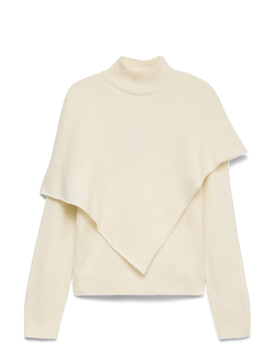 Vero Moda - VMCAMILA LS CAPE HIGHNECK PULLOVER - stickade tröjor - birch - 0
