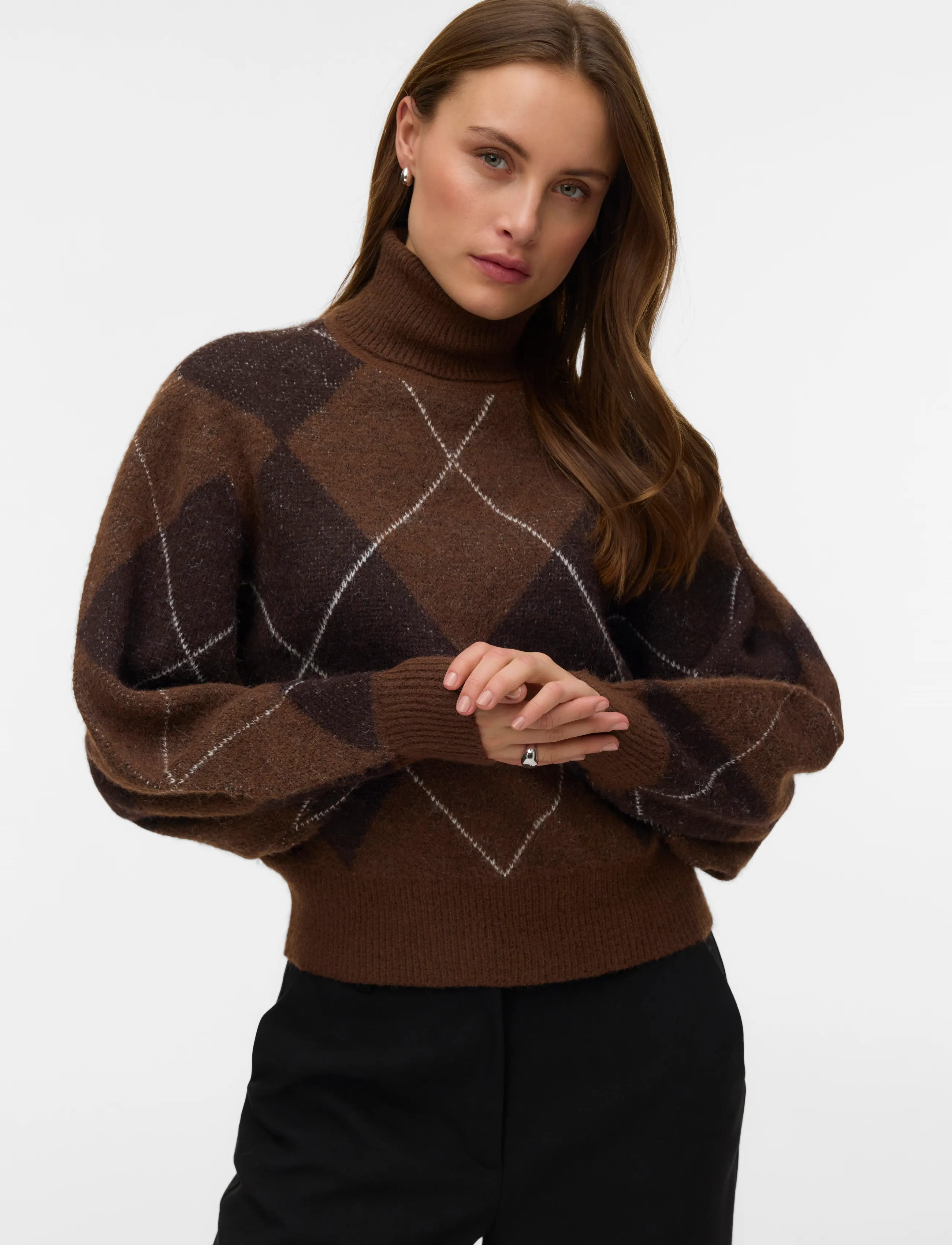 Vero Moda - VMDARLA LS ROLLNECK PULLOVER - striktrøjer - cocoa brown - 3
