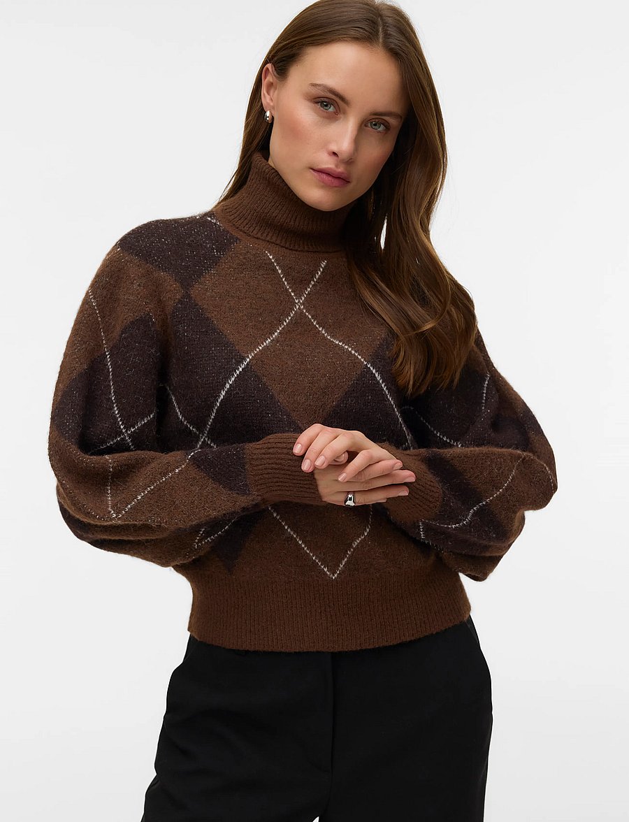 Vero Moda - VMDARLA LS ROLLNECK PULLOVER - striktrøjer - cocoa brown - 3
