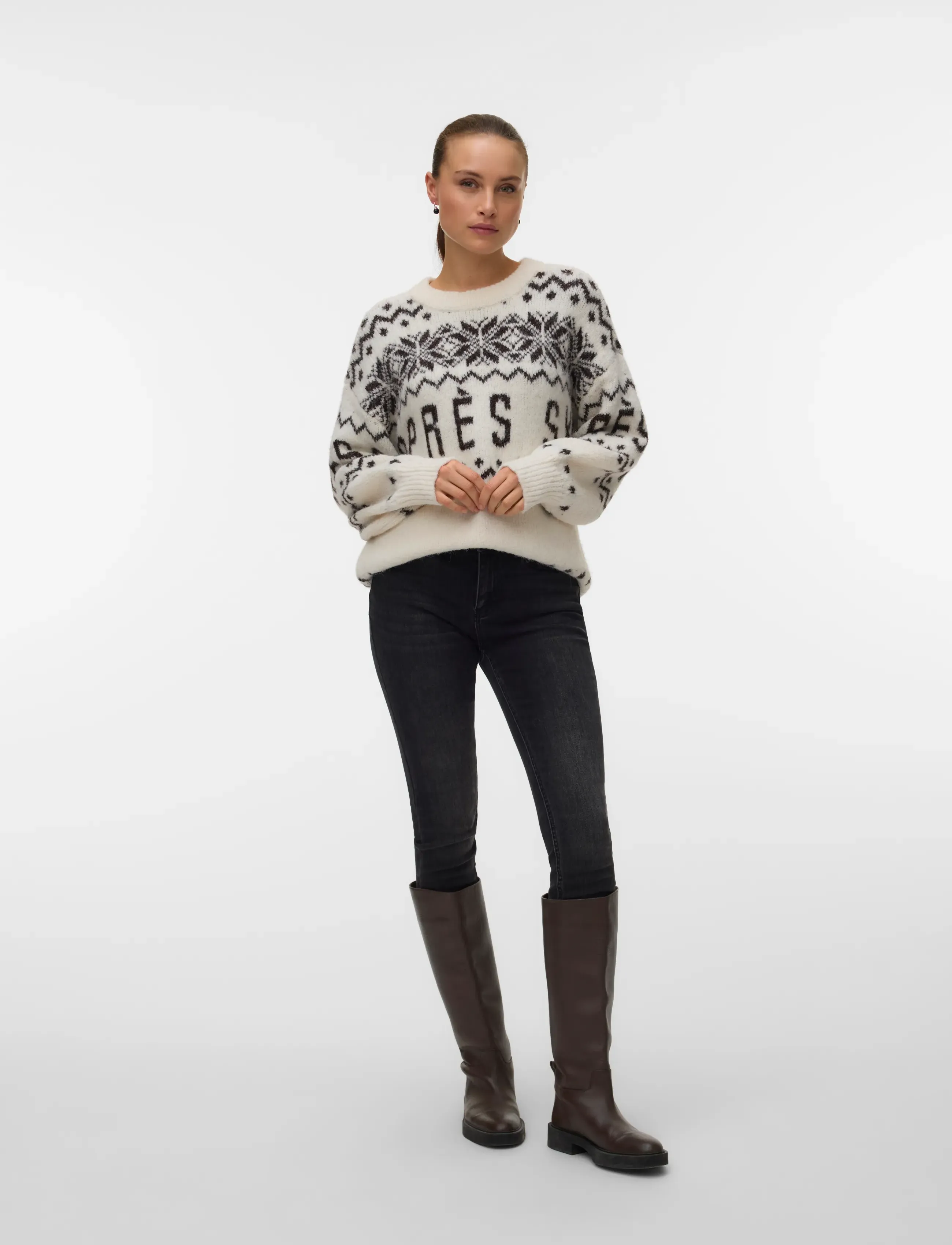 Vero Moda VMMORITZ LS O-NECK PULLOVER - Vero Moda - BIRCH / cream