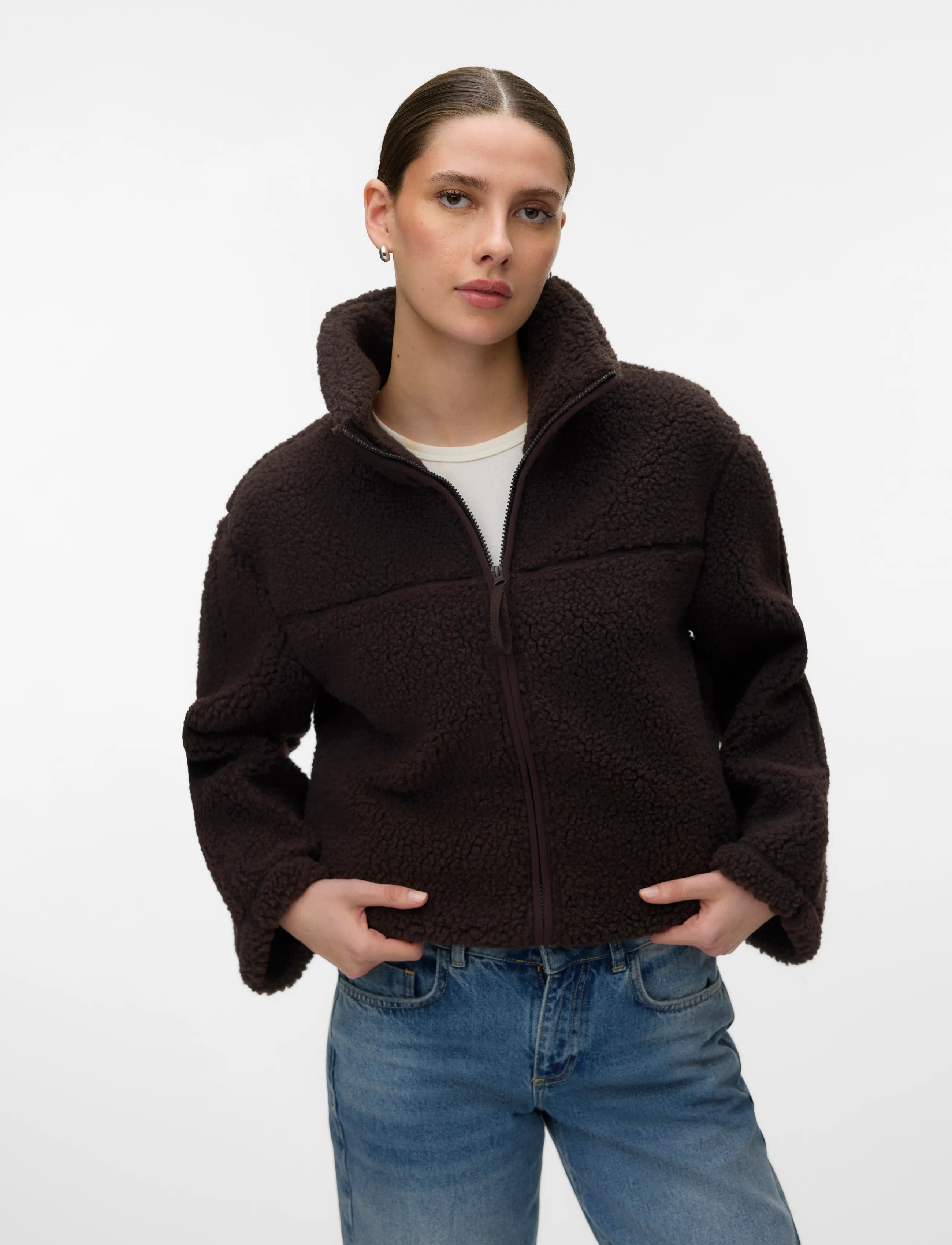 Vero Moda - VMKARLA TEDDY JACKET NOOS - kunstkarusnahk - chocolate torte - 3