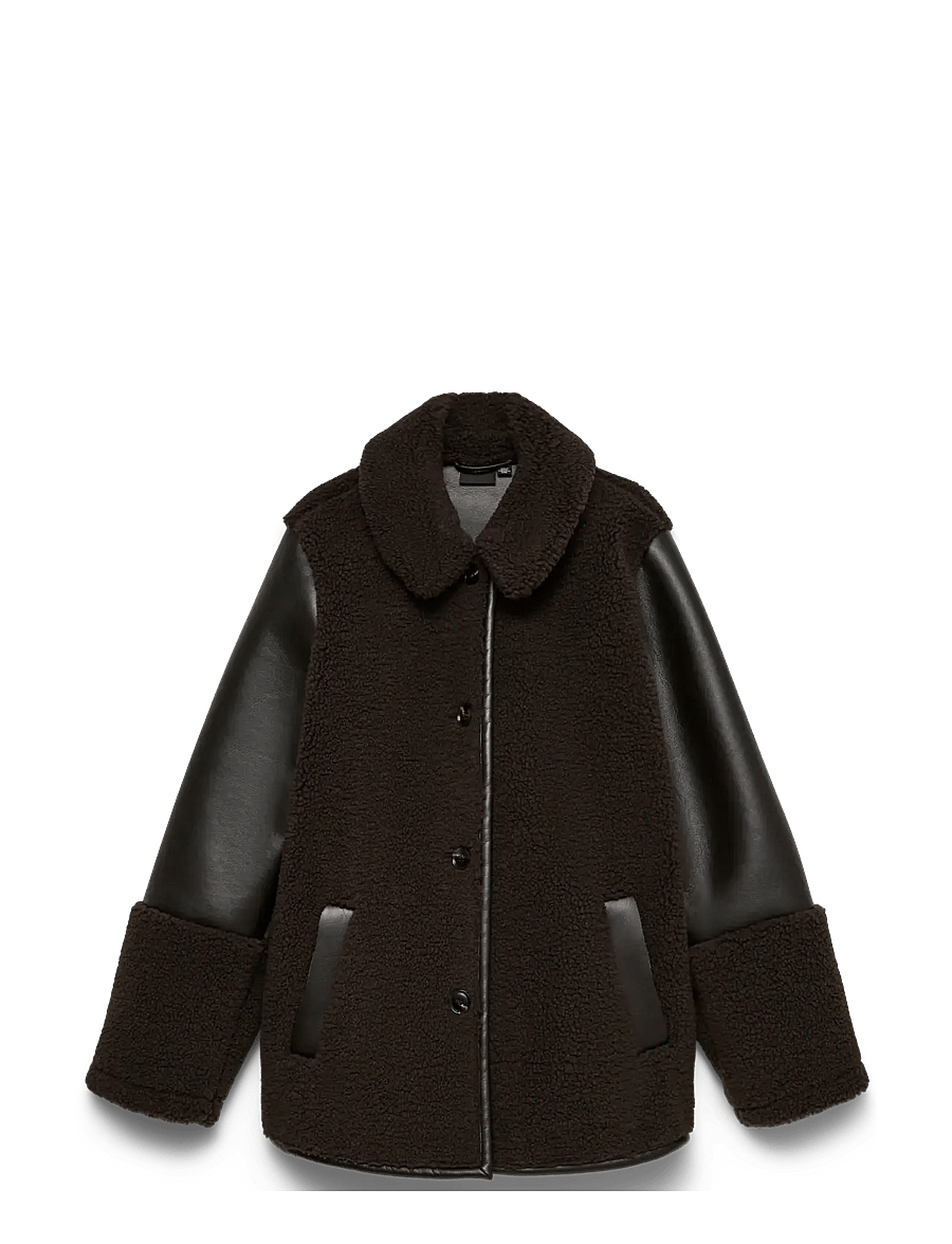 Vero Moda - VMMOCHA TEDDY COATED JACKET - kunstpelz - chocolate torte - 1