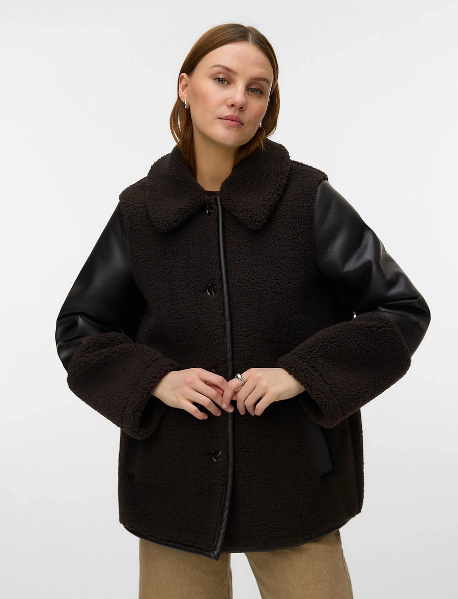 Vero Moda - VMMOCHA TEDDY COATED JACKET - kunstpelz - chocolate torte - 3
