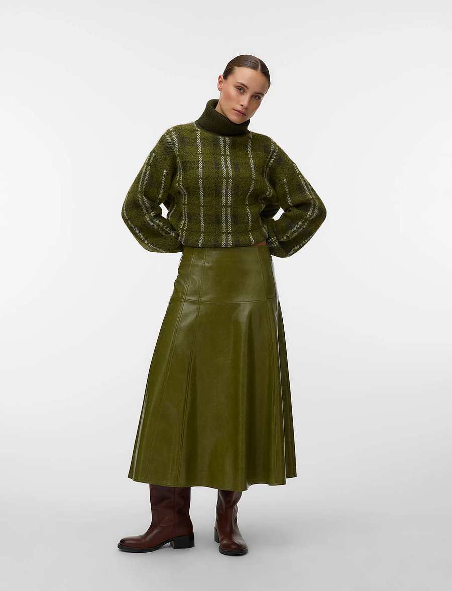 Vero Moda - VMDASH HW COATED 7-8 SKIRT - maxikjolar - sphagnum - 0