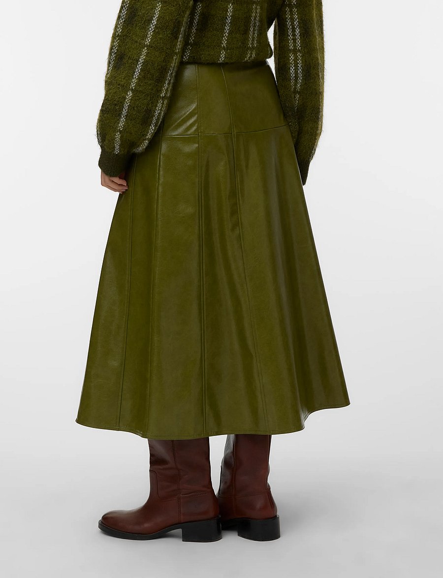 Vero Moda - VMDASH HW COATED 7-8 SKIRT - maxikjolar - sphagnum - 2