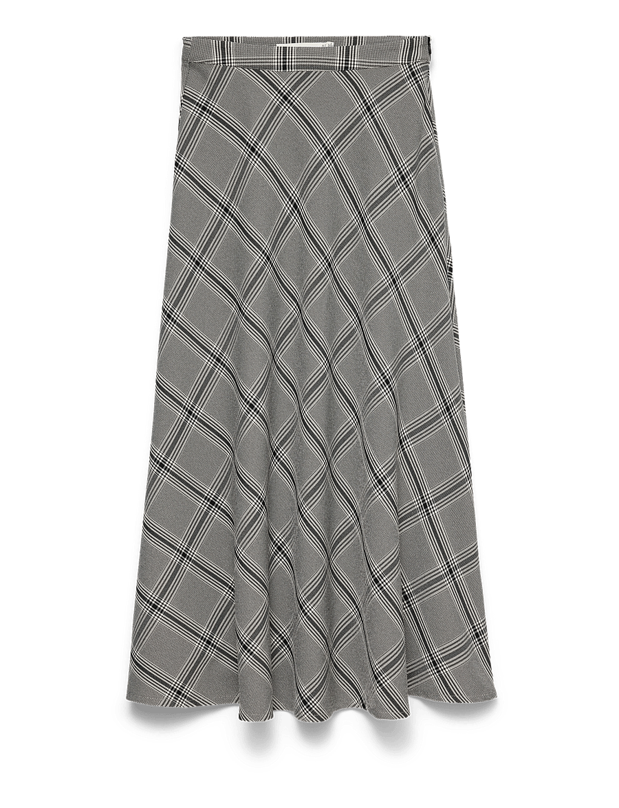 Vero Moda - VMTIKA HW FULL CHECK SKIRT PRM - midi nederdele - oatmeal - 0