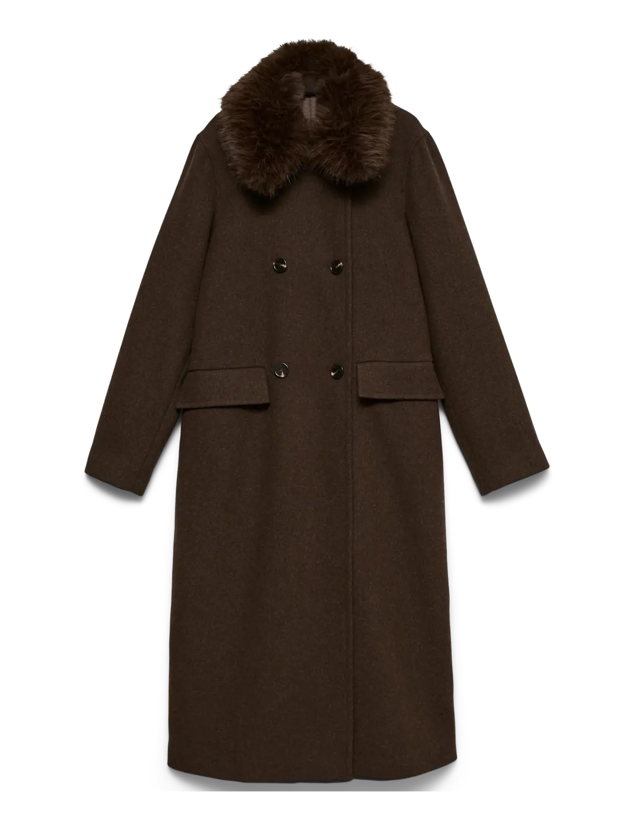 Vero Moda - VMUNAVIOLA LONG WOOL BLEND COAT PRM - winterjacken - chocolate torte - 1