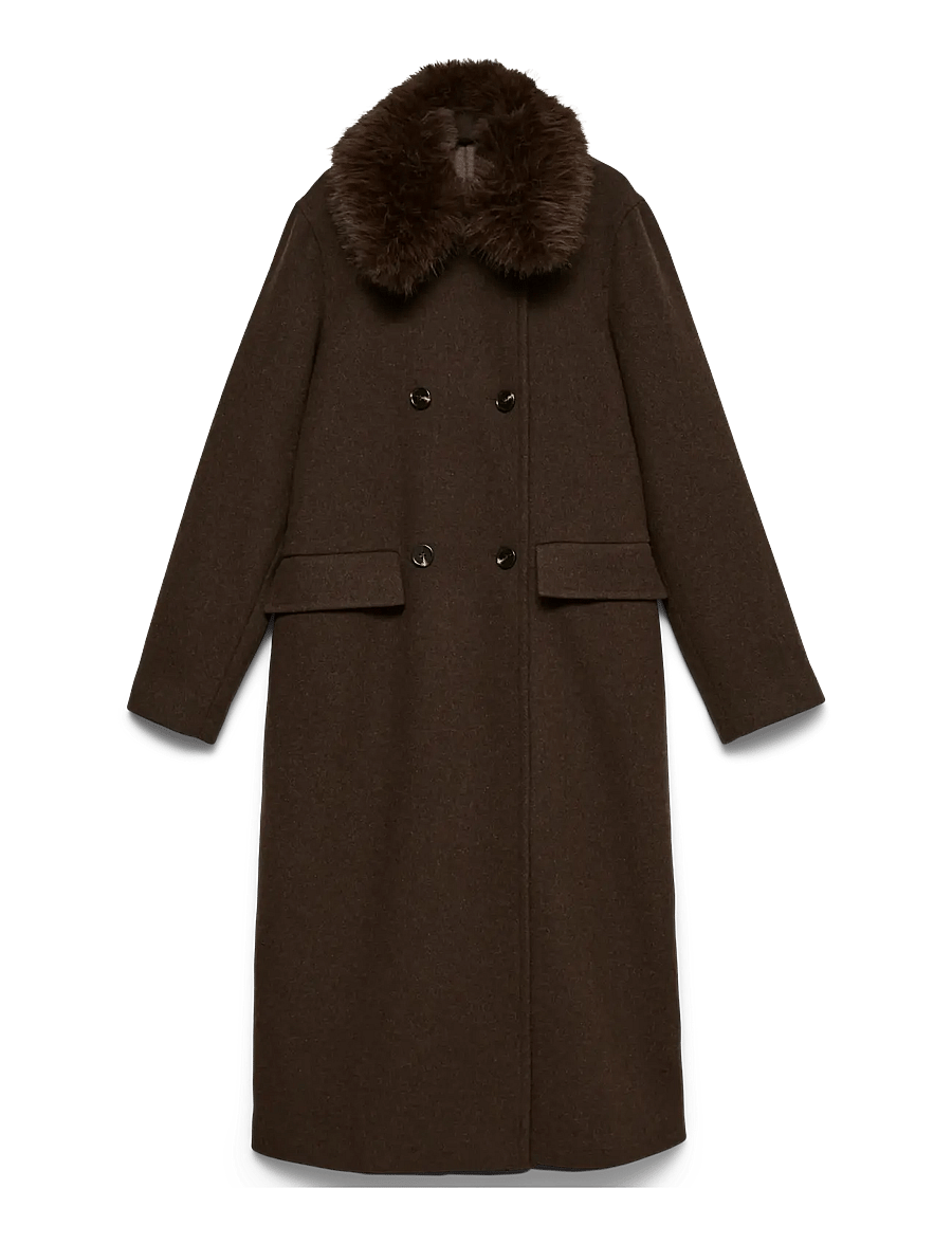 Vero Moda - VMUNAVIOLA LONG WOOL BLEND COAT PRM - winterjacken - chocolate torte - 1