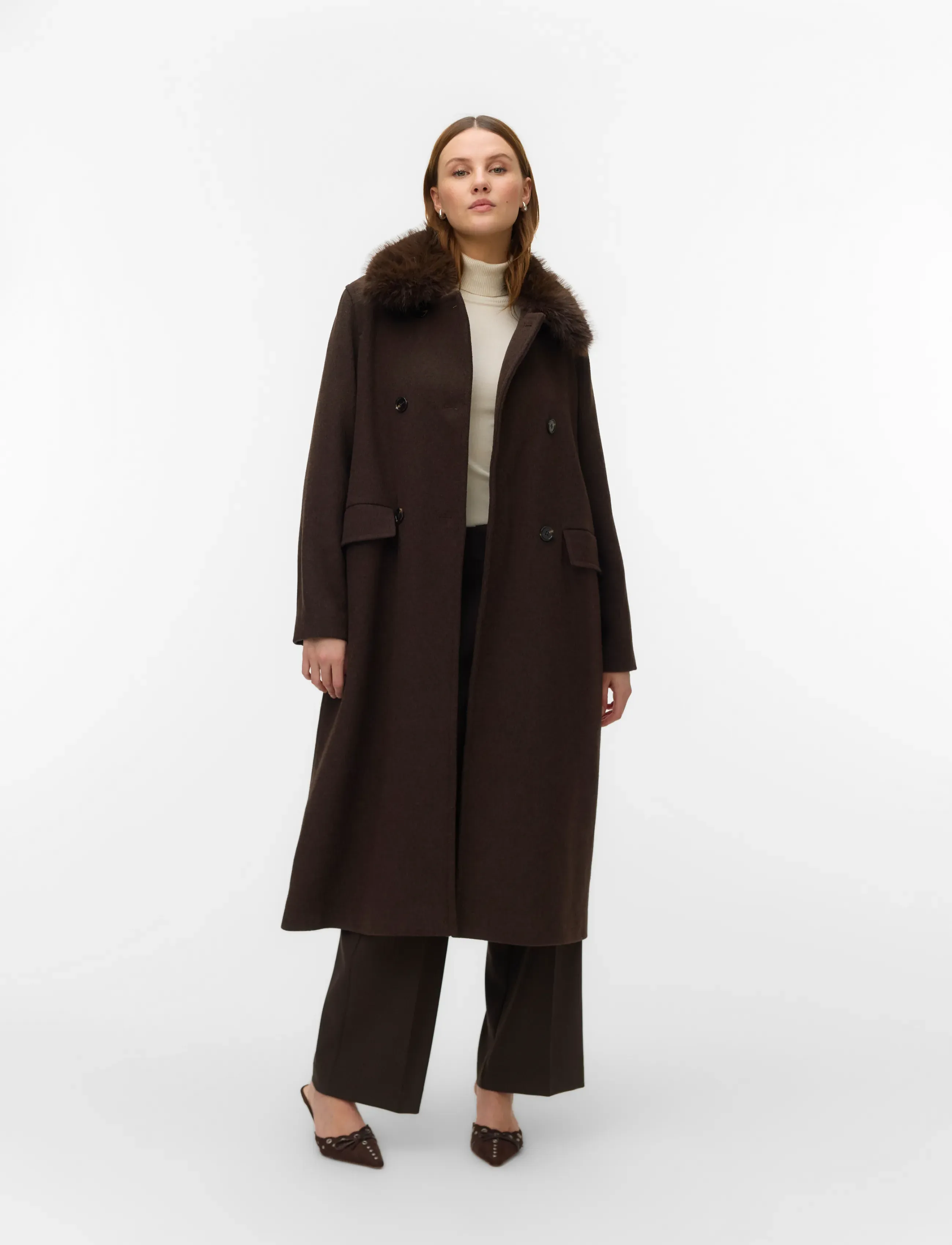 Vero Moda VMUNAVIOLA LONG WOOL BLEND COAT PRM - Wollmäntel - CHOCOLATE TORTE / brown