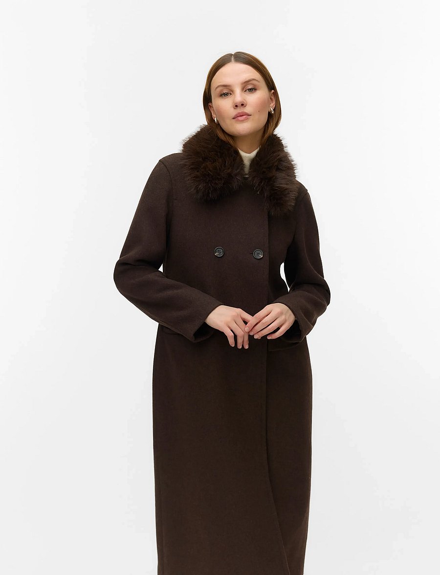 Vero Moda - VMUNAVIOLA LONG WOOL BLEND COAT PRM - winterjacken - chocolate torte - 3