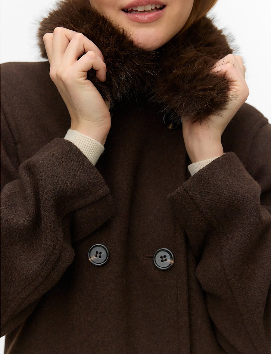 Vero Moda - VMUNAVIOLA LONG WOOL BLEND COAT PRM - winterjacken - chocolate torte - 4