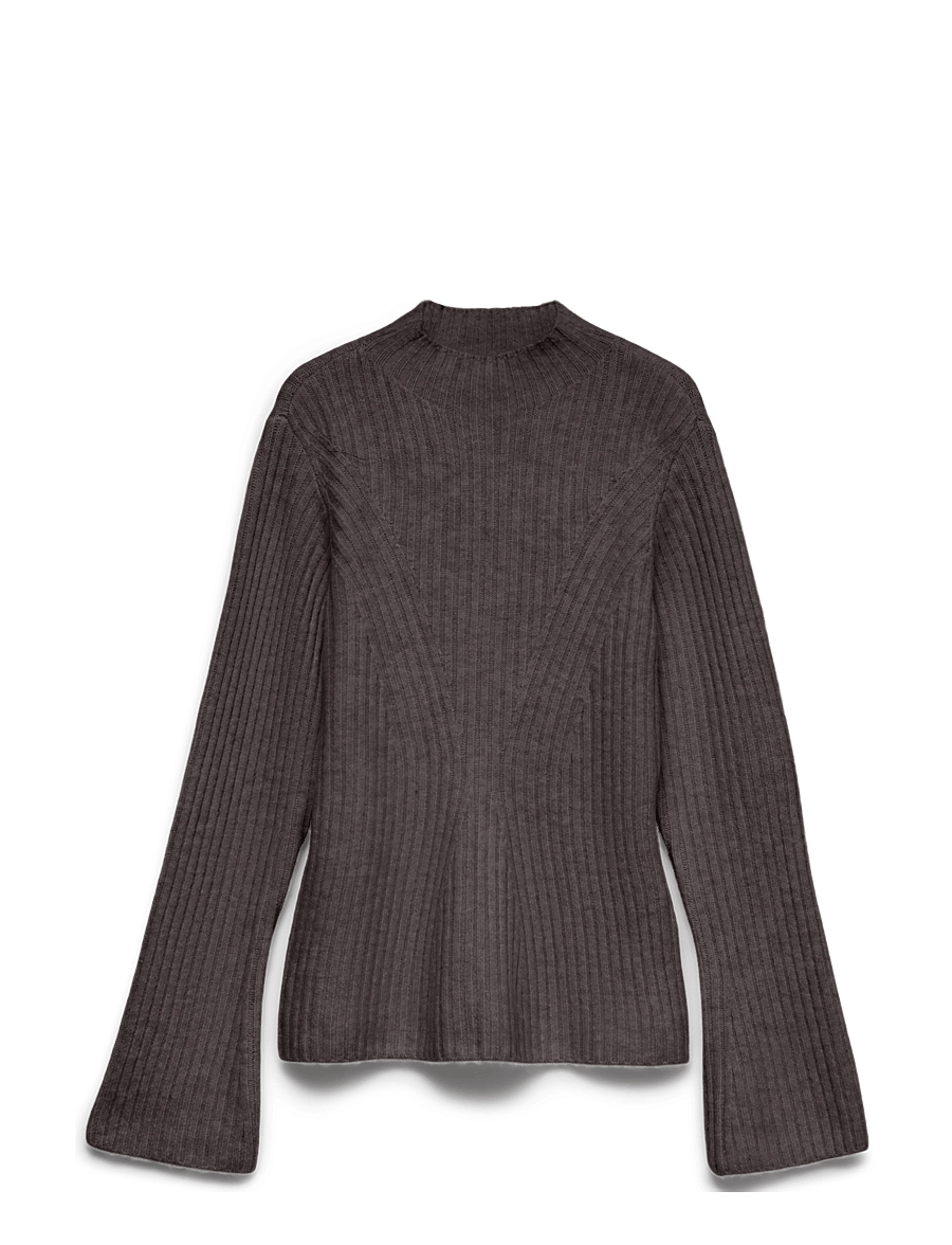 Vero Moda - AWLINA LS HIGH NECK KNIT PULLOVER - striktrøjer - chocolate torte - 0