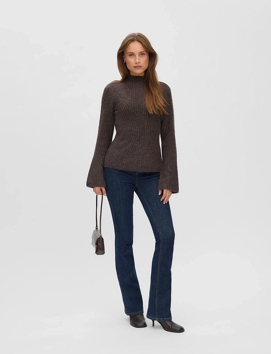 Vero Moda - AWLINA LS HIGH NECK KNIT PULLOVER - jumpers - chocolate torte - 0