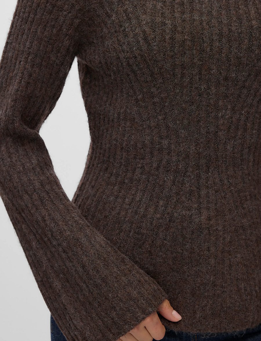 Vero Moda - AWLINA LS HIGH NECK KNIT PULLOVER - jumpers - chocolate torte - 4
