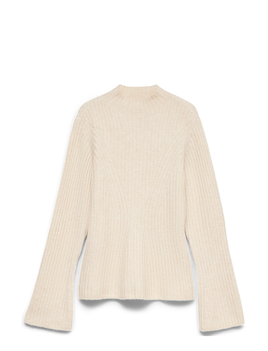 Vero Moda - AWLINA LS HIGH NECK KNIT PULLOVER - striktrøjer - whitecap gray - 0
