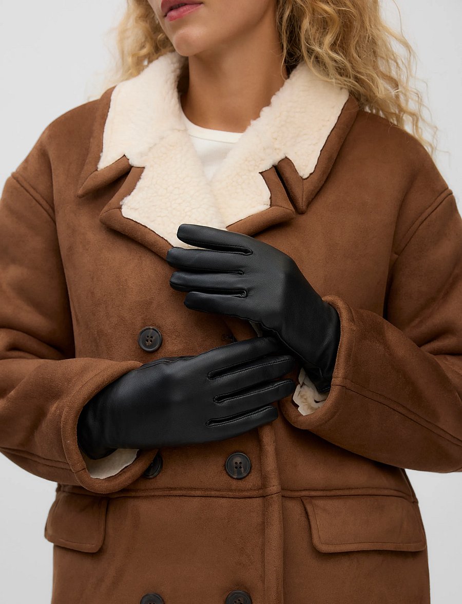 Vero Moda - VMMARY LEATHER GLOVES - læderhandsker - black - 0